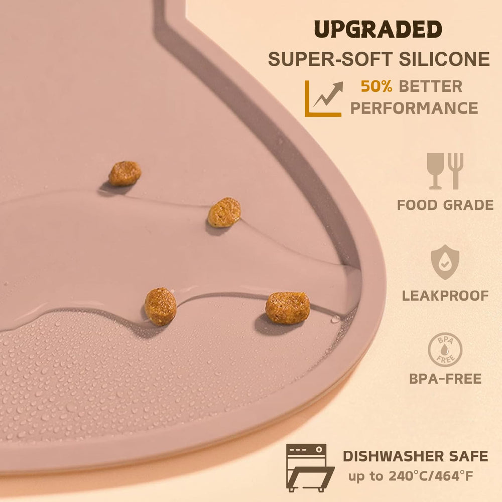 TOKAYIFE cat food mat tea rose color adds stylish touch while protecting floors.