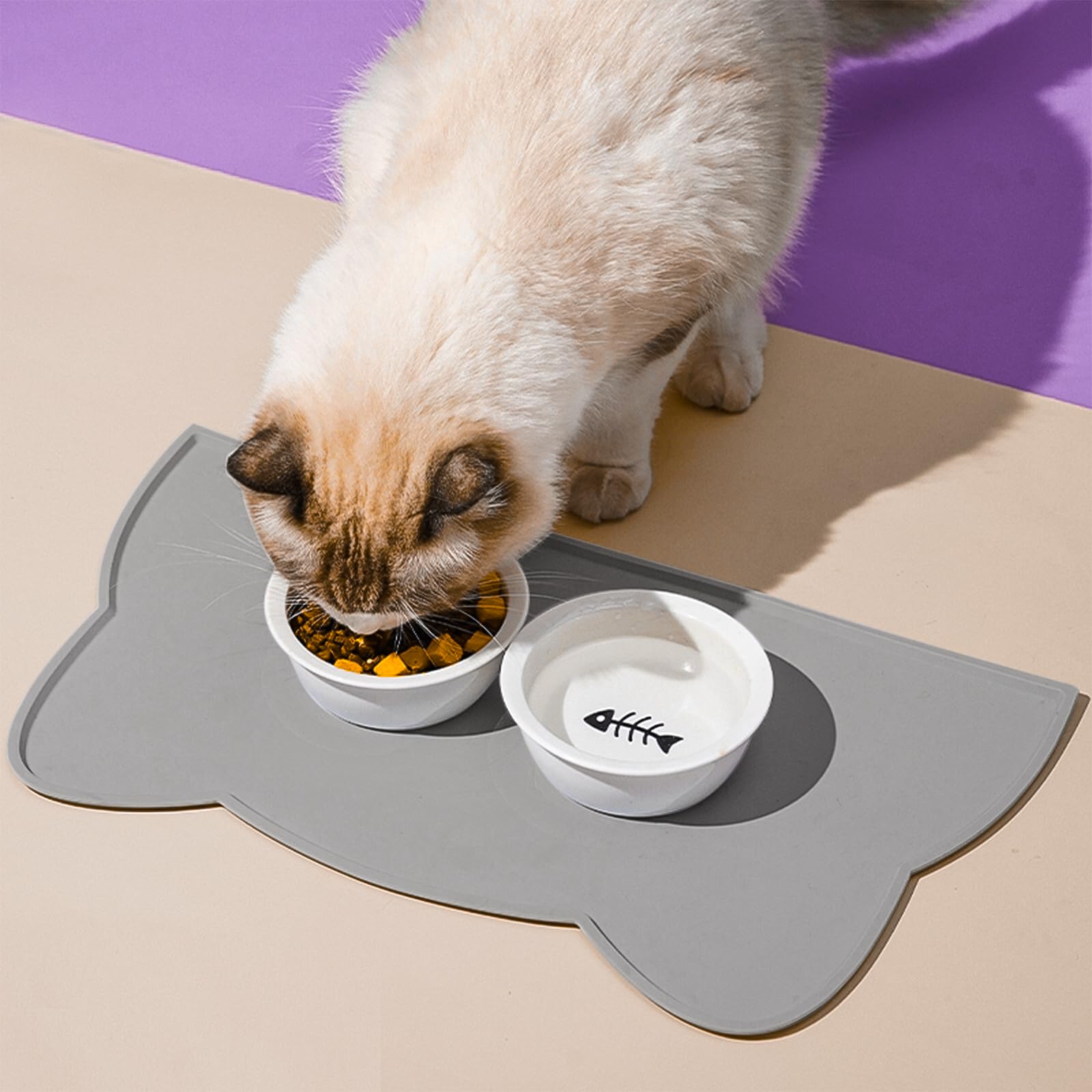TOKAYIFE cat food mat waterproof dish tray catches spills for easy cleanup