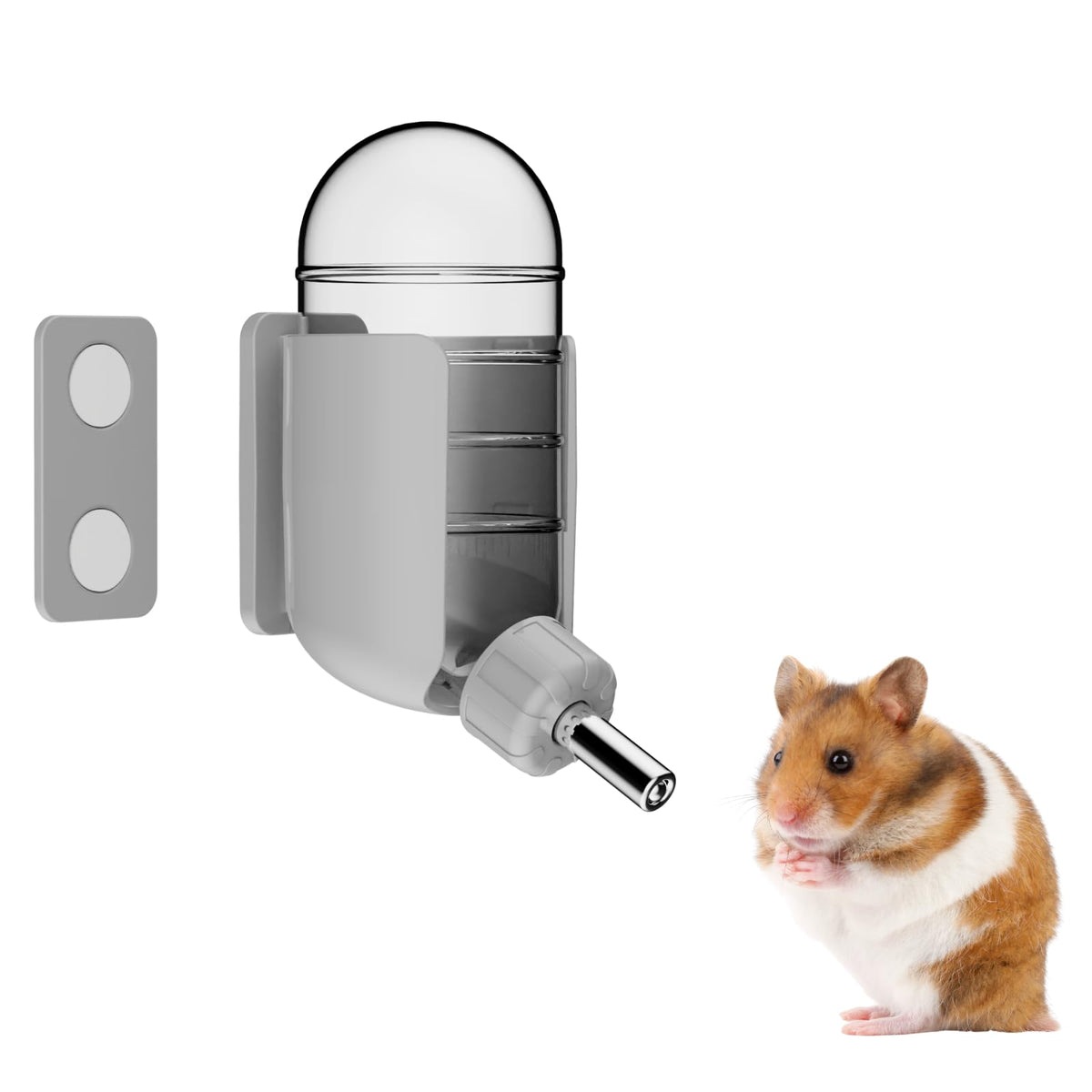 TOKAYIFE hamster water bottle magnetic holder securely attaches for stable hydration.