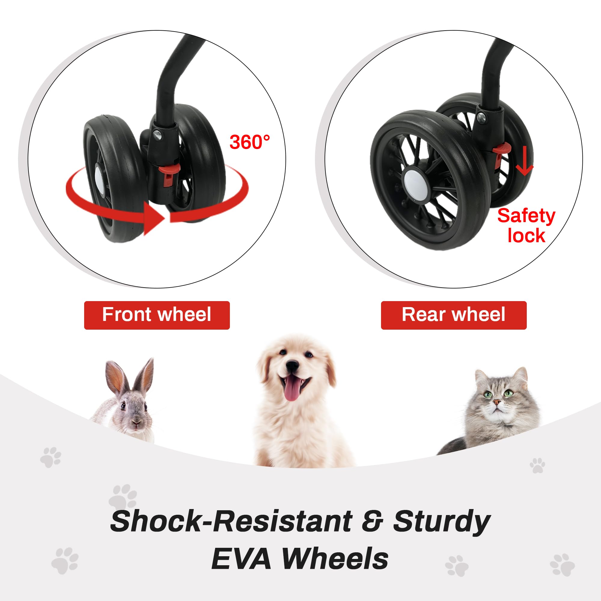 Tokenkuko pet stroller safety locks prevent accidental rollaways outdoors.