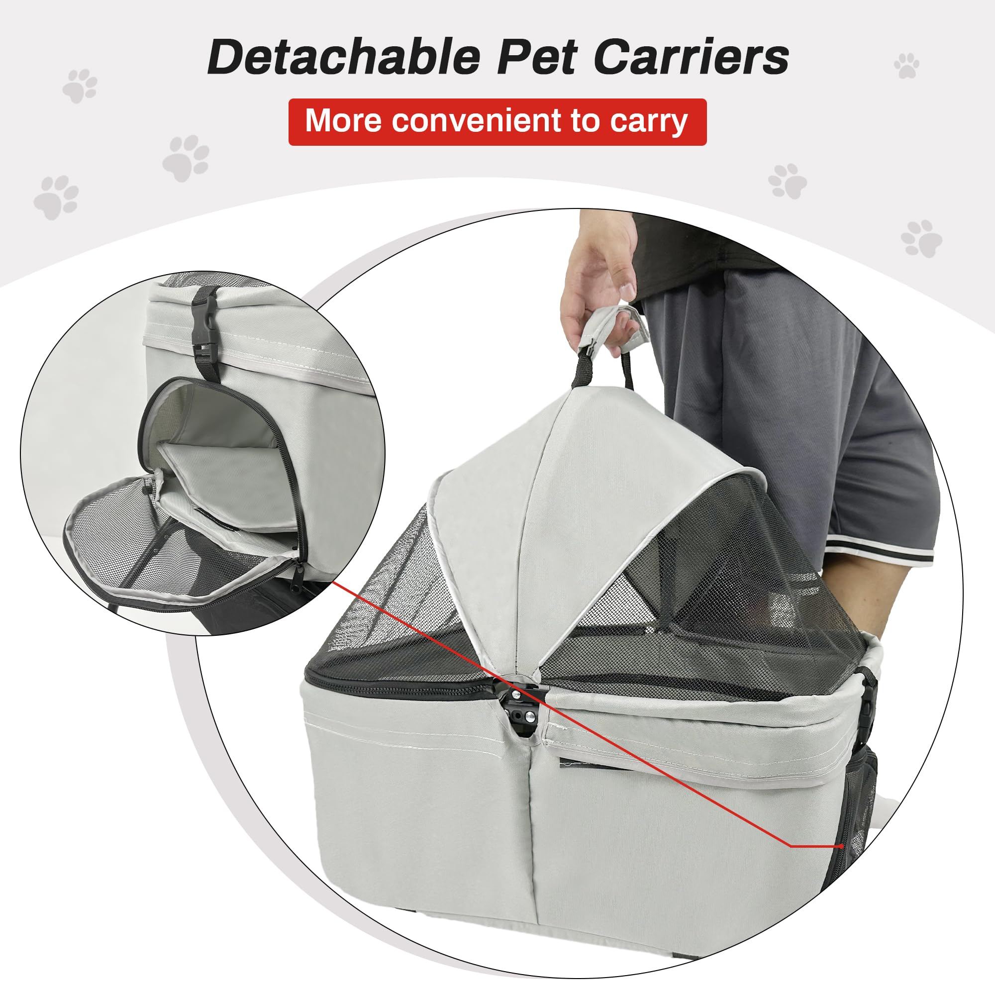 Tokenkuko pet stroller storage bag keeps food and water handy.
