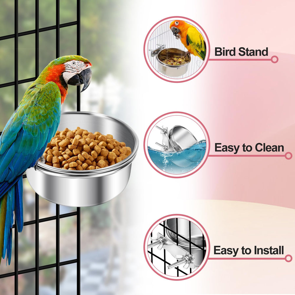 ToLanbbt adjustable-height bird bowls adapt to cage setups for comfortable reach.