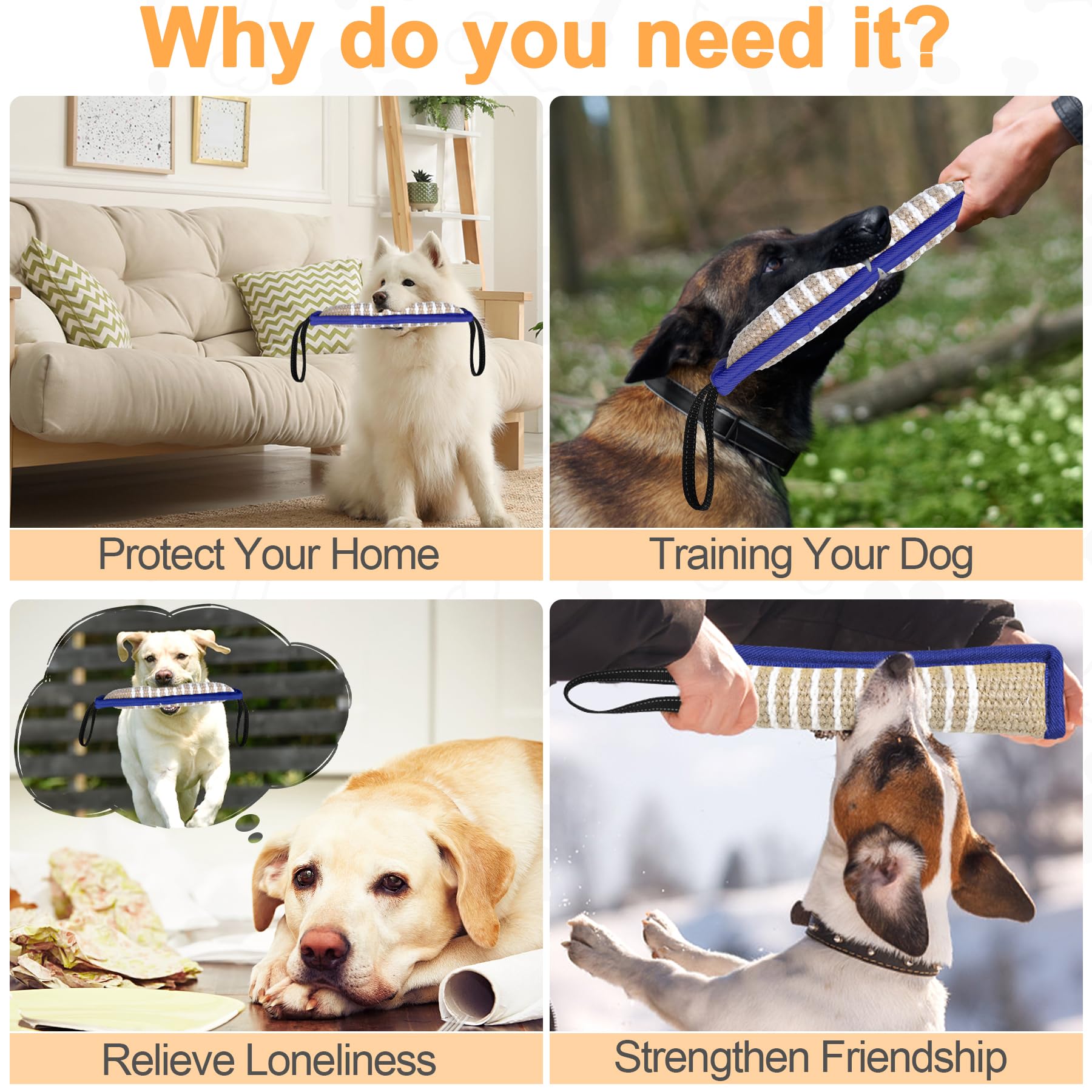 ToLanbbt dog tug toy indoor-outdoor blue line suited for home or park.