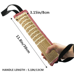 ToLanbbt dog tug toy pink yellow handles closeup highlighting comfy grip for fetch