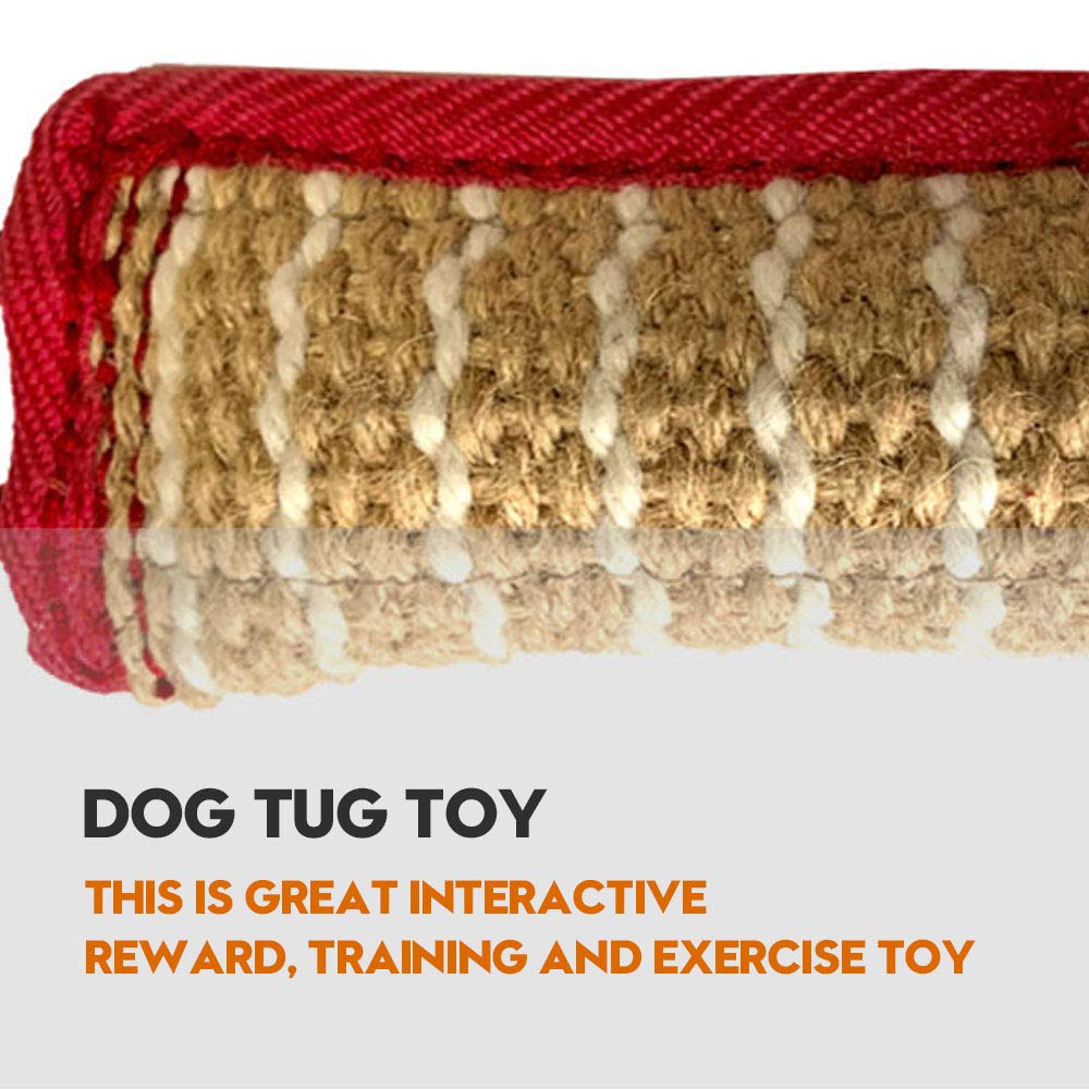 ToLanbbt dog tug toy pink yellow jute texture detail for durability and grip