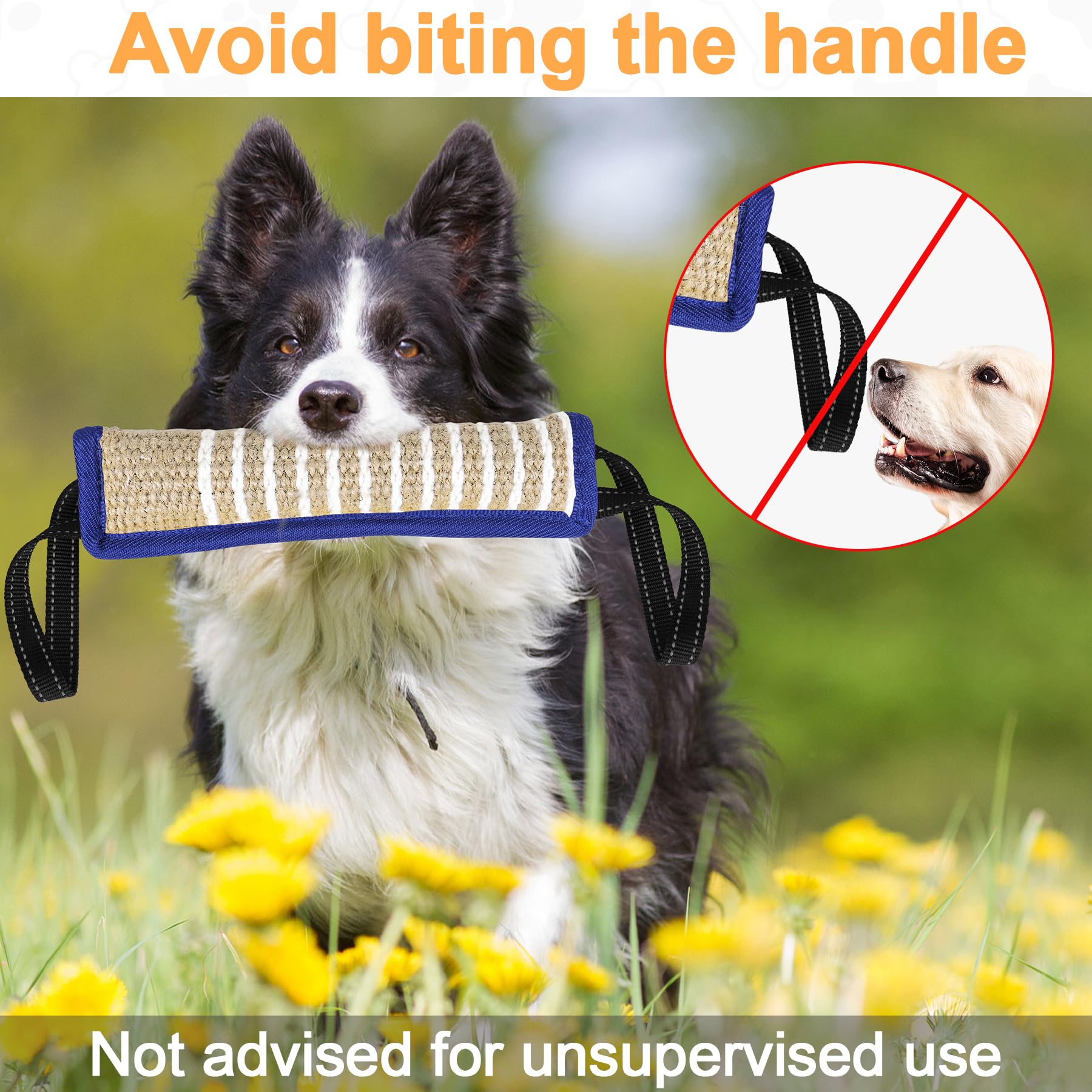 ToLanbbt dog tug toy size-range blue line fits small to large dogs.