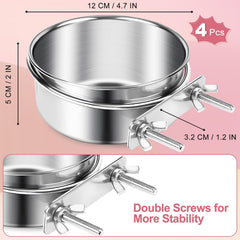 ToLanbbt double-clamp bird bowls securely attach to cages for stable feeding.