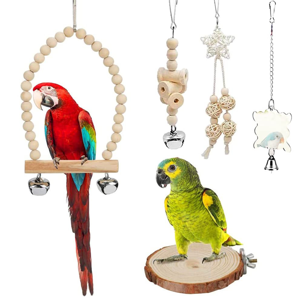 TOLMIOW parrot swing with bells encourages playful swinging and responsive chirping