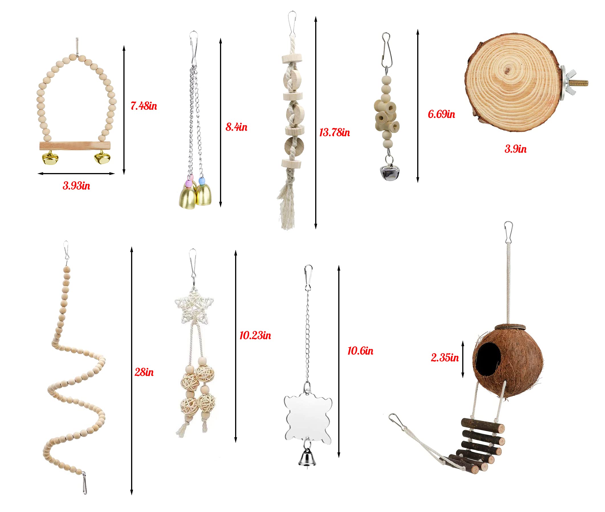 TOLMIOW wooden pet toys pack offers diverse enrichment for birds