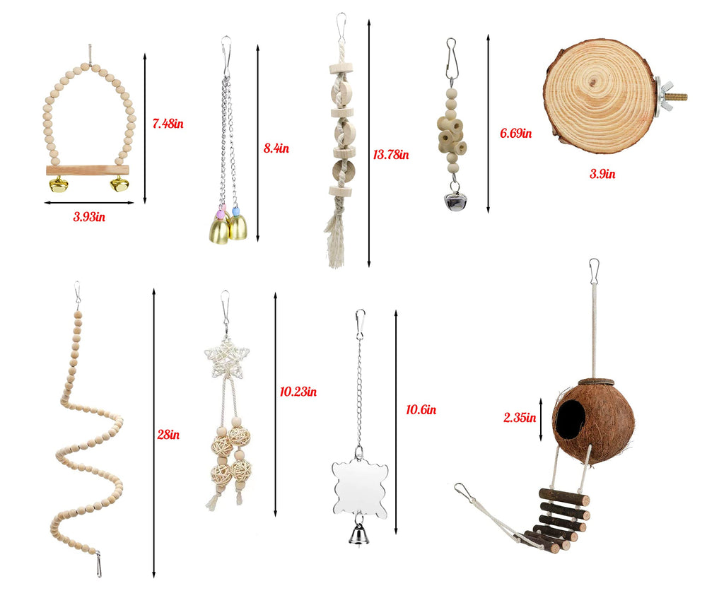 TOLMIOW wooden pet toys pack offers diverse enrichment for birds