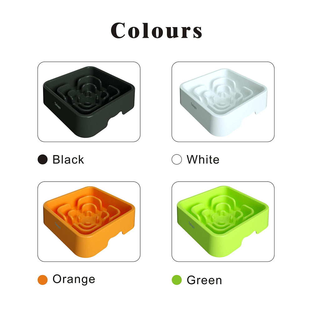 Tolopu black slow feeder bowl with 10-cup capacity for easy cleaning