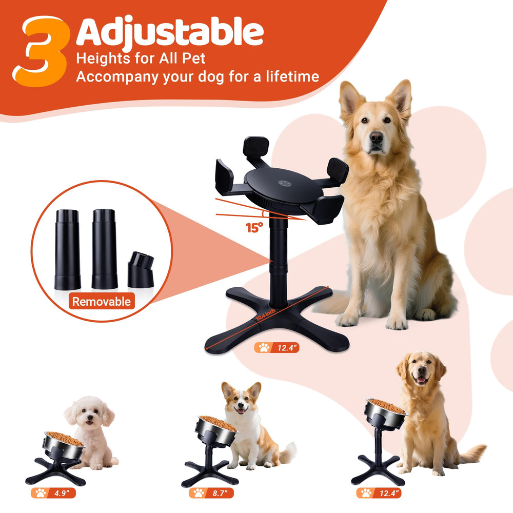 Tolopu elevated bowl height adjustment improves comfort for medium to large breeds.