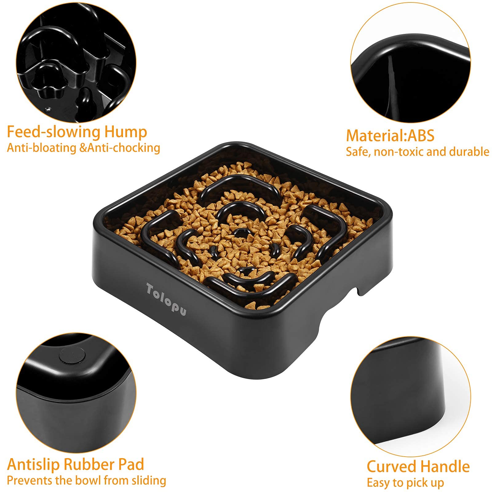 Tolopu slow feeder bowl in use with dry or wet food options
