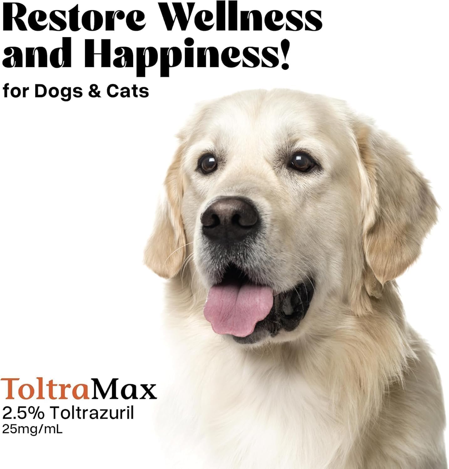 ToltraMax Toltrazuril 2.5% easy-dose label aids caregiver use.