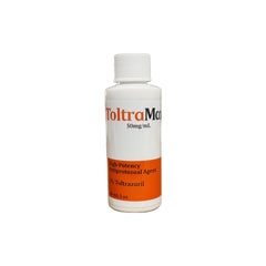ToltraMax Toltrazuril 60ml bottle for easy dosing across dogs, cats, and horses.