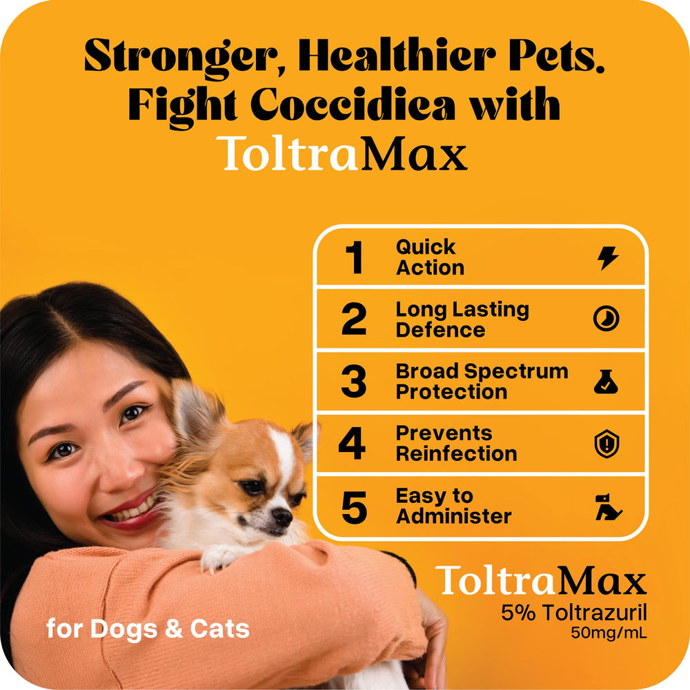 ToltraMax Toltrazuril oral suspension dispense shows convenient administration.