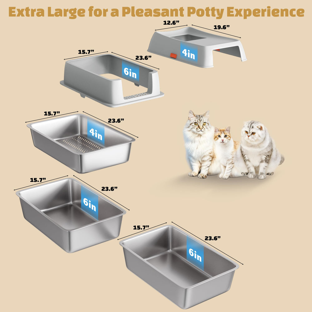 Tom & Sora Creations stainless-steel sifting litter box odor-control focus for tidy home