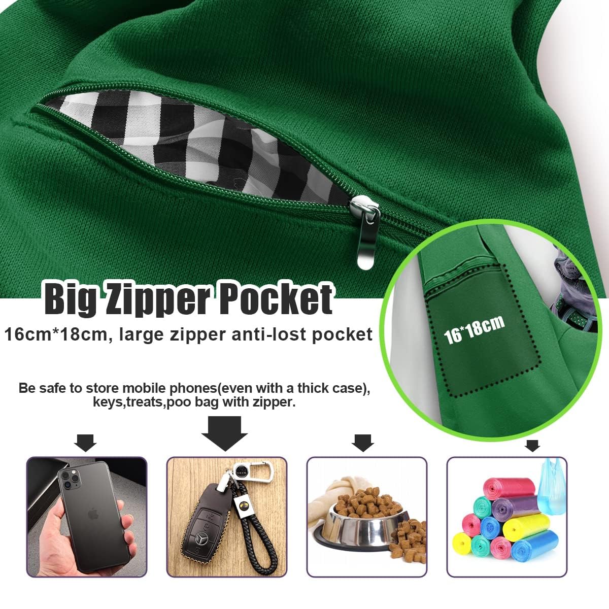Tomkas dog sling with dog demonstrates hands-free travel for owners.
