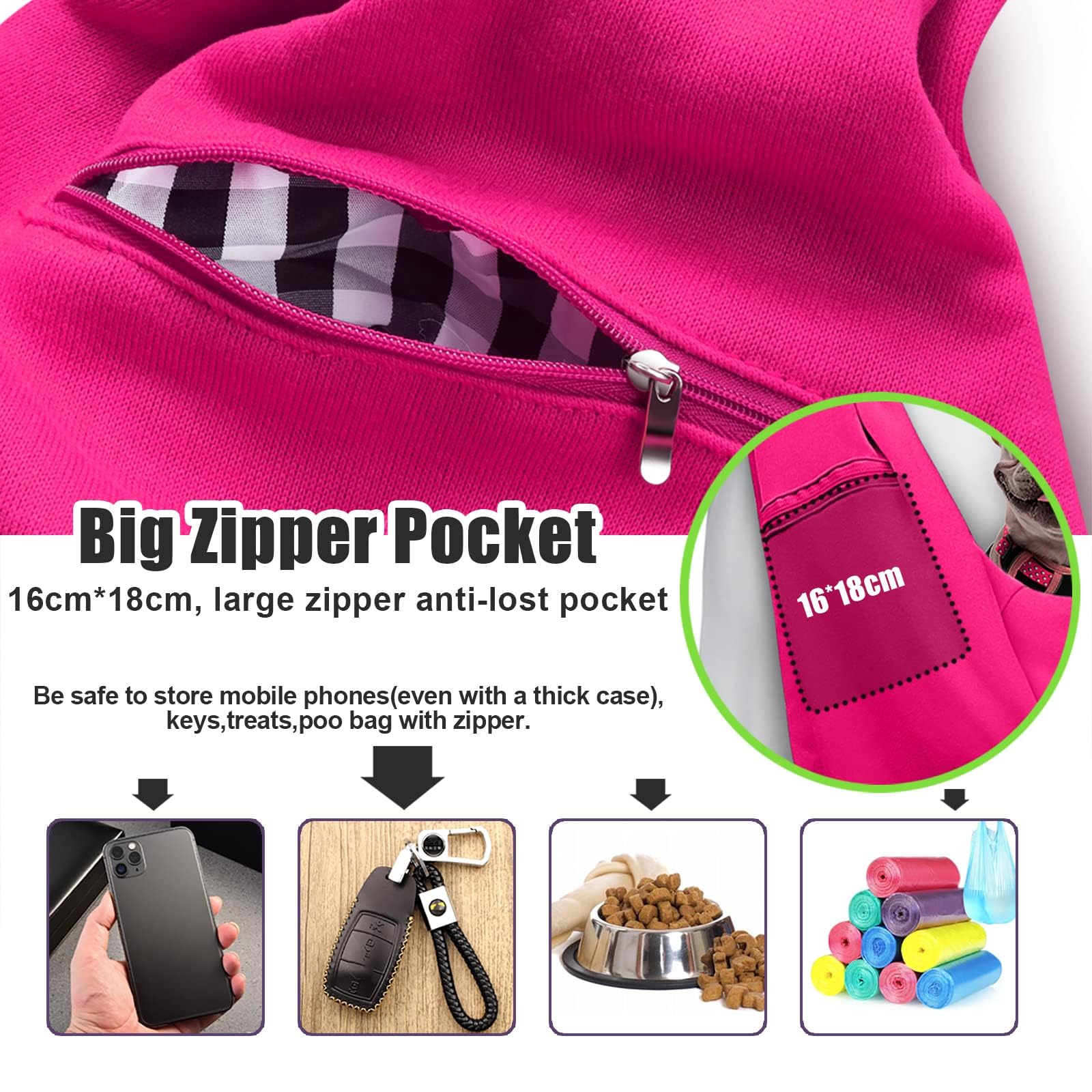 TOMKAS Dog Sling Carrier rose red open-top design for easy loading and access