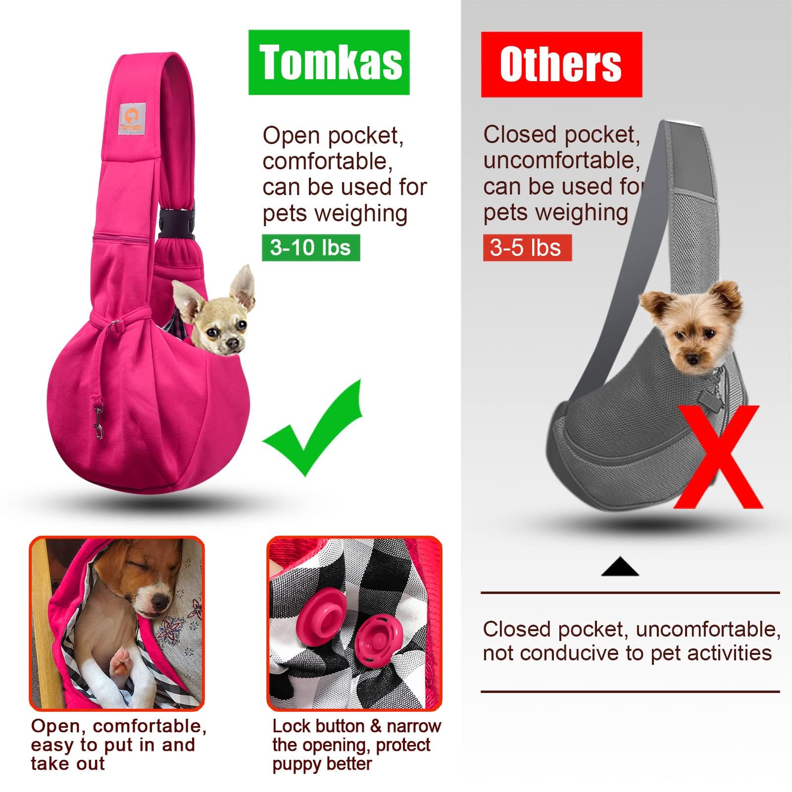 TOMKAS Sturdy stitching on rose red sling promises daily durability