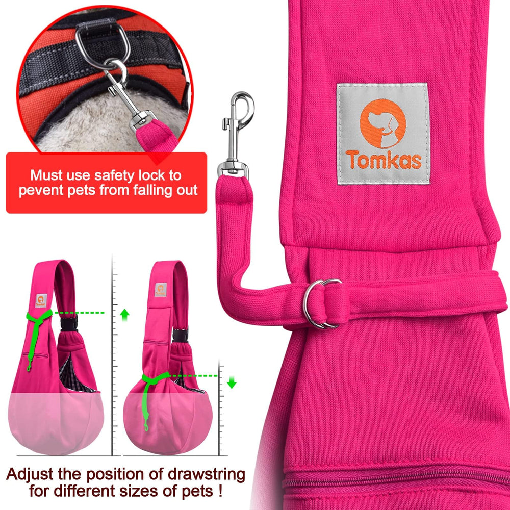 TOMKAS Zippered pocket on rose red sling stores essentials securely