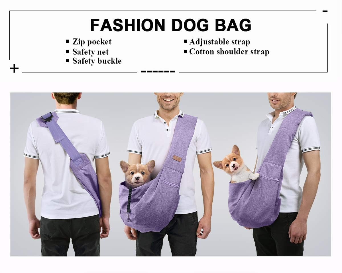 TOMKAS purple carrier side view shows safety mesh and secure opening for small pets