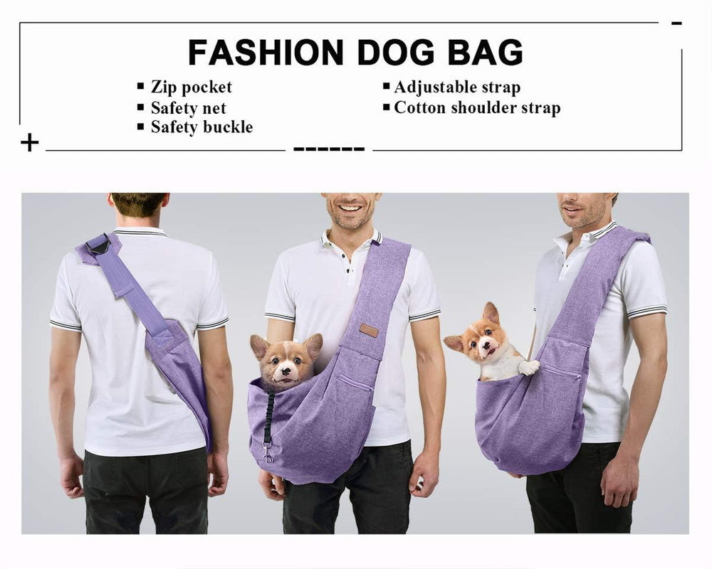 TOMKAS purple carrier side view shows safety mesh and secure opening for small pets