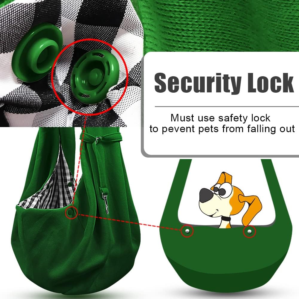Tomkas small dog sling emerald green non-adjustable strap for simple daily carry.