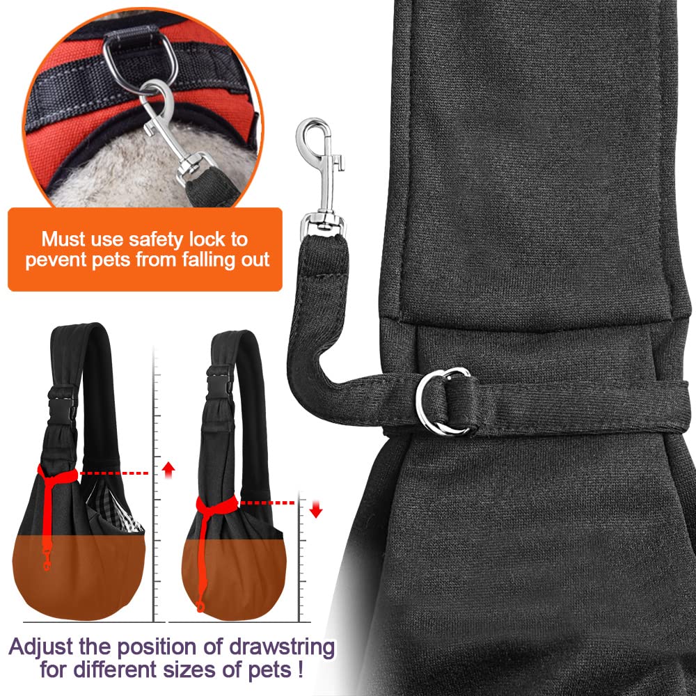 TOMKAS small dog sling front-pocket stores phone, keys, and leash for organized outings.