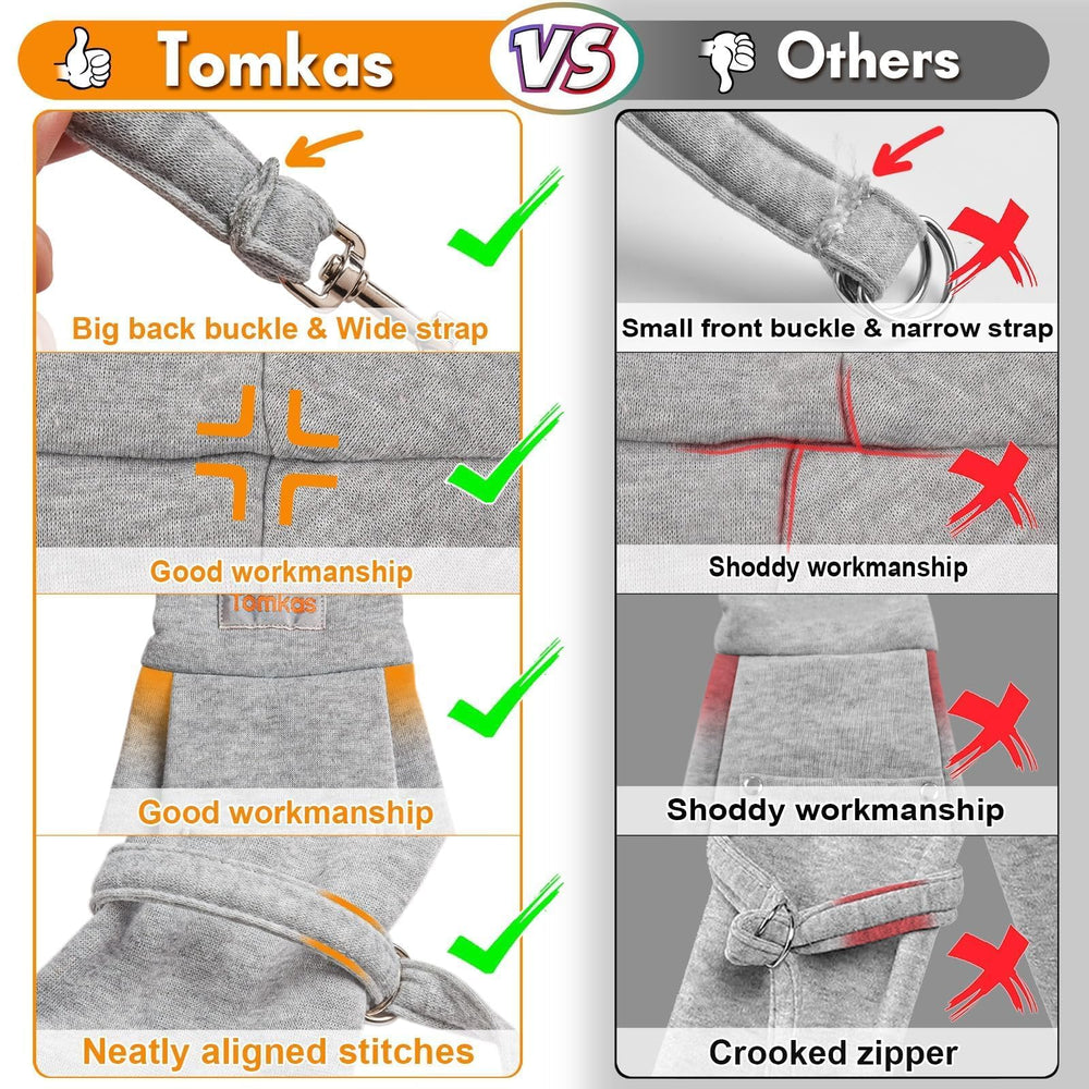 TOMKAS small dog sling grey durable-stitches assure lasting wear