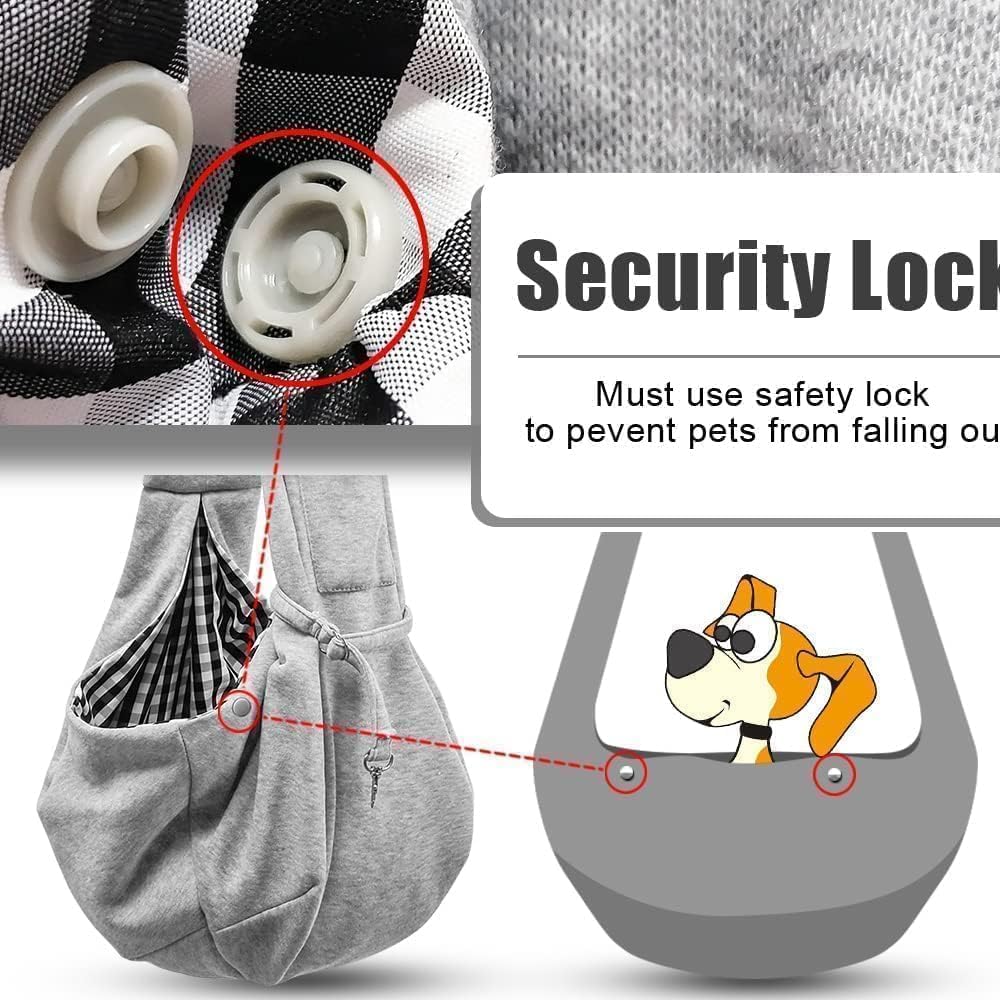 TOMKAS small dog sling grey in-use-walking captures hands-free pet companionship