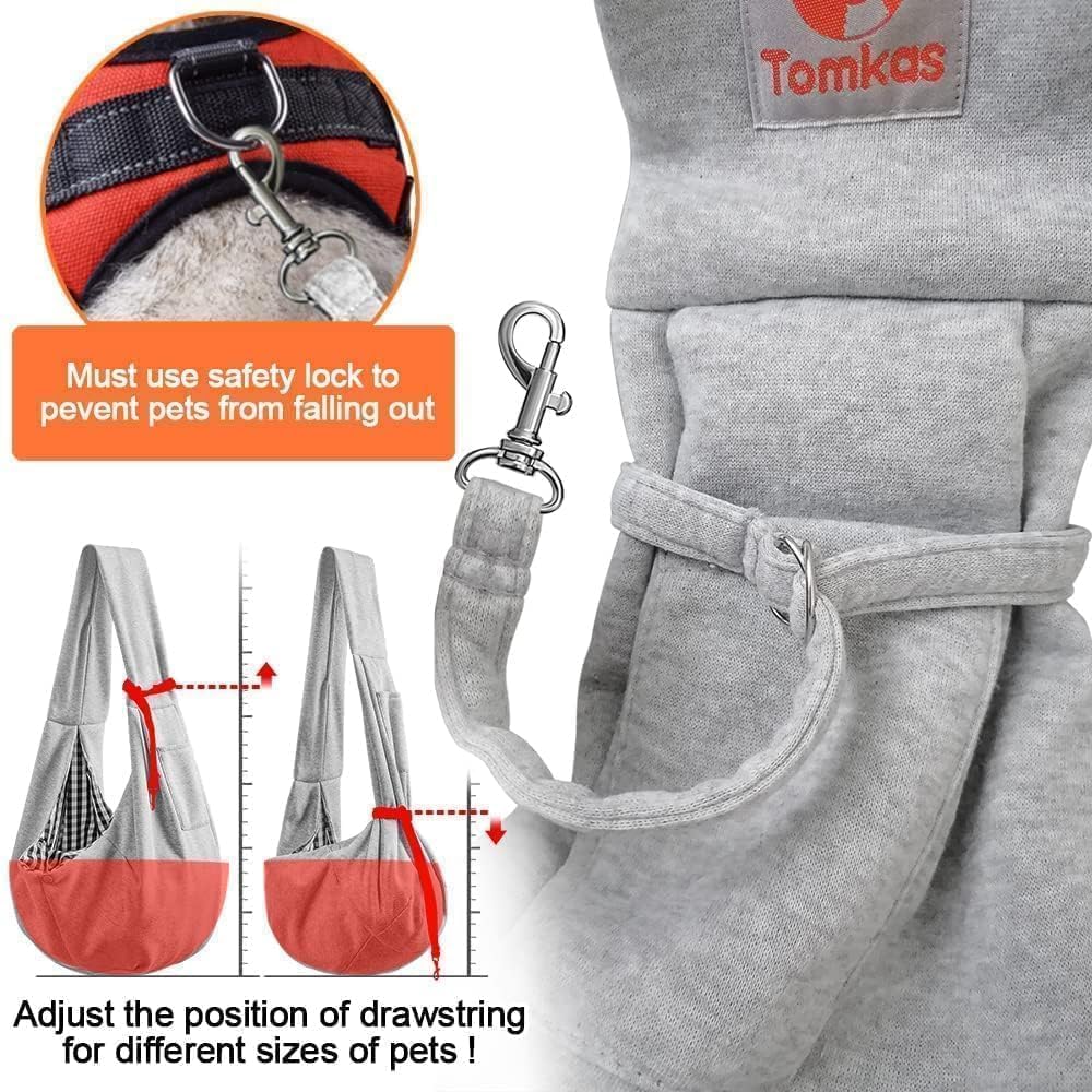 TOMKAS small dog sling grey nonadjustable-strap keeps expectations clear for quick trips