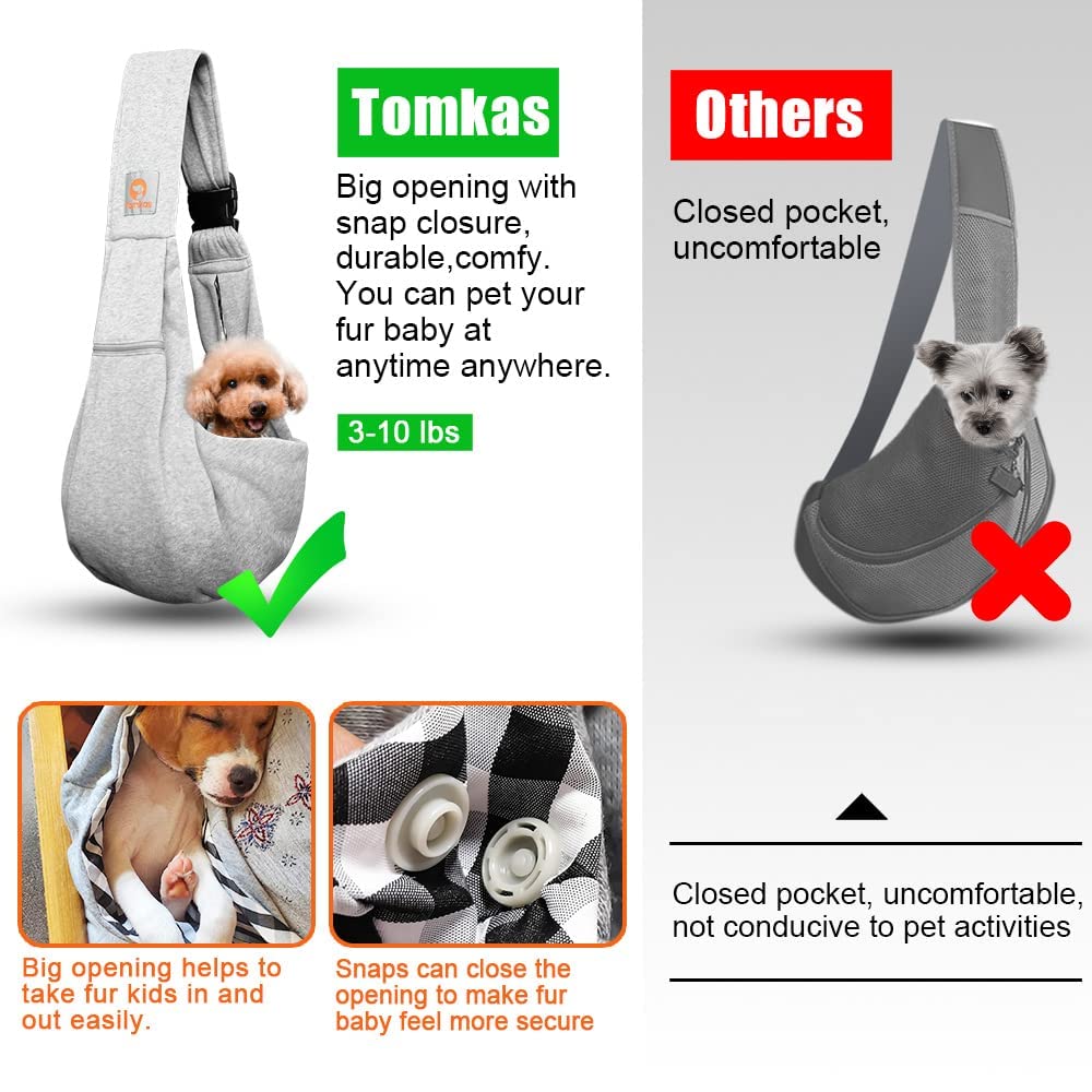 Tomkas small dog sling grey travel ready carrier for on the go pets