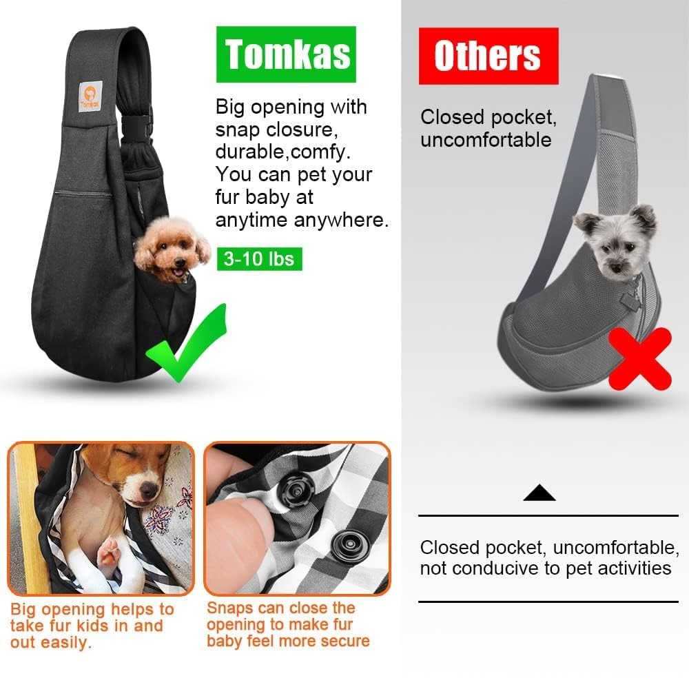TOMKAS small dog sling travel-ready design supports convenient carry during trips.