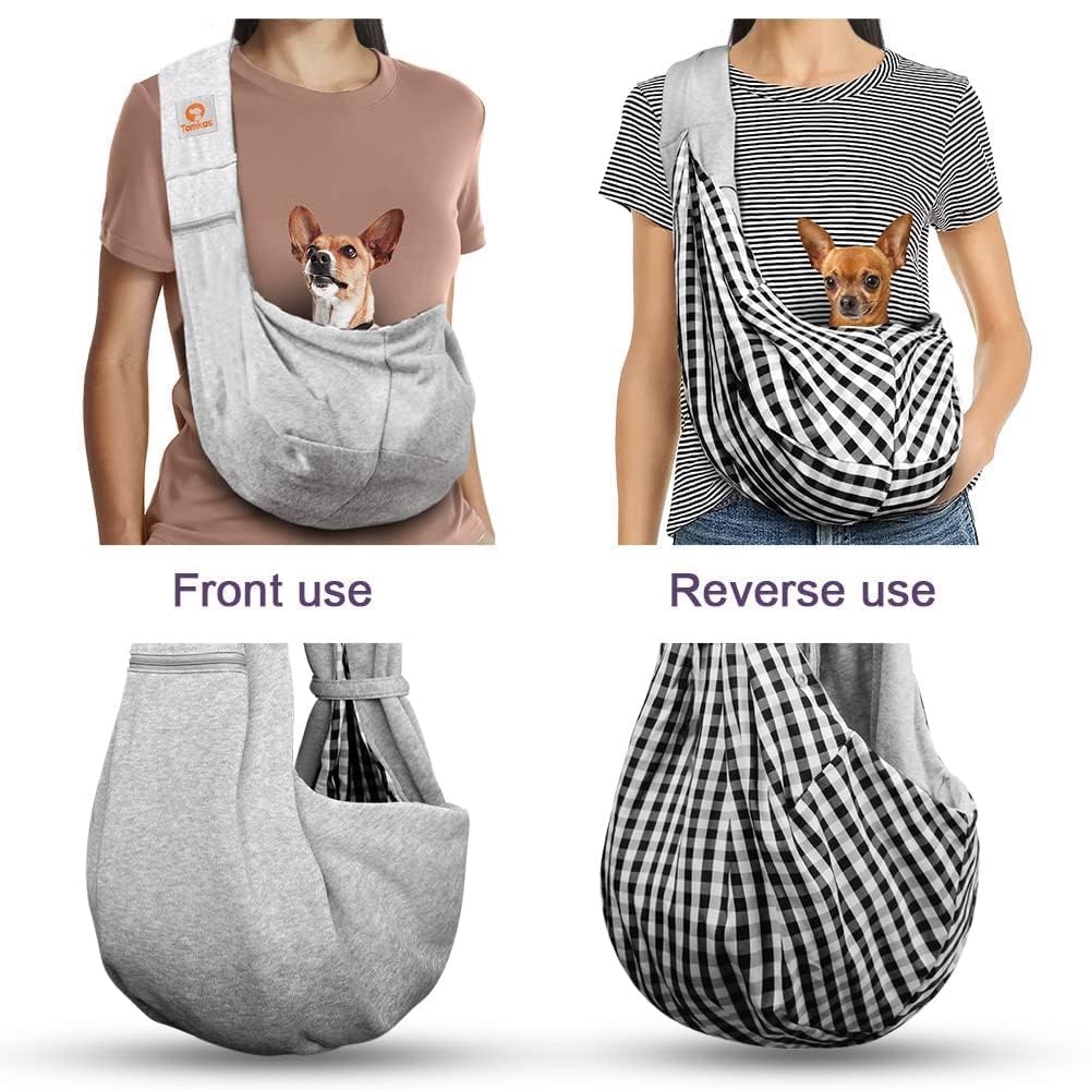 Tomkas carrier travels easy and keeps your small dog close on trips