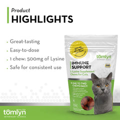 Tomlyn Immune Support Daily L-Lysine Chews administered by pet parent with easy dosing