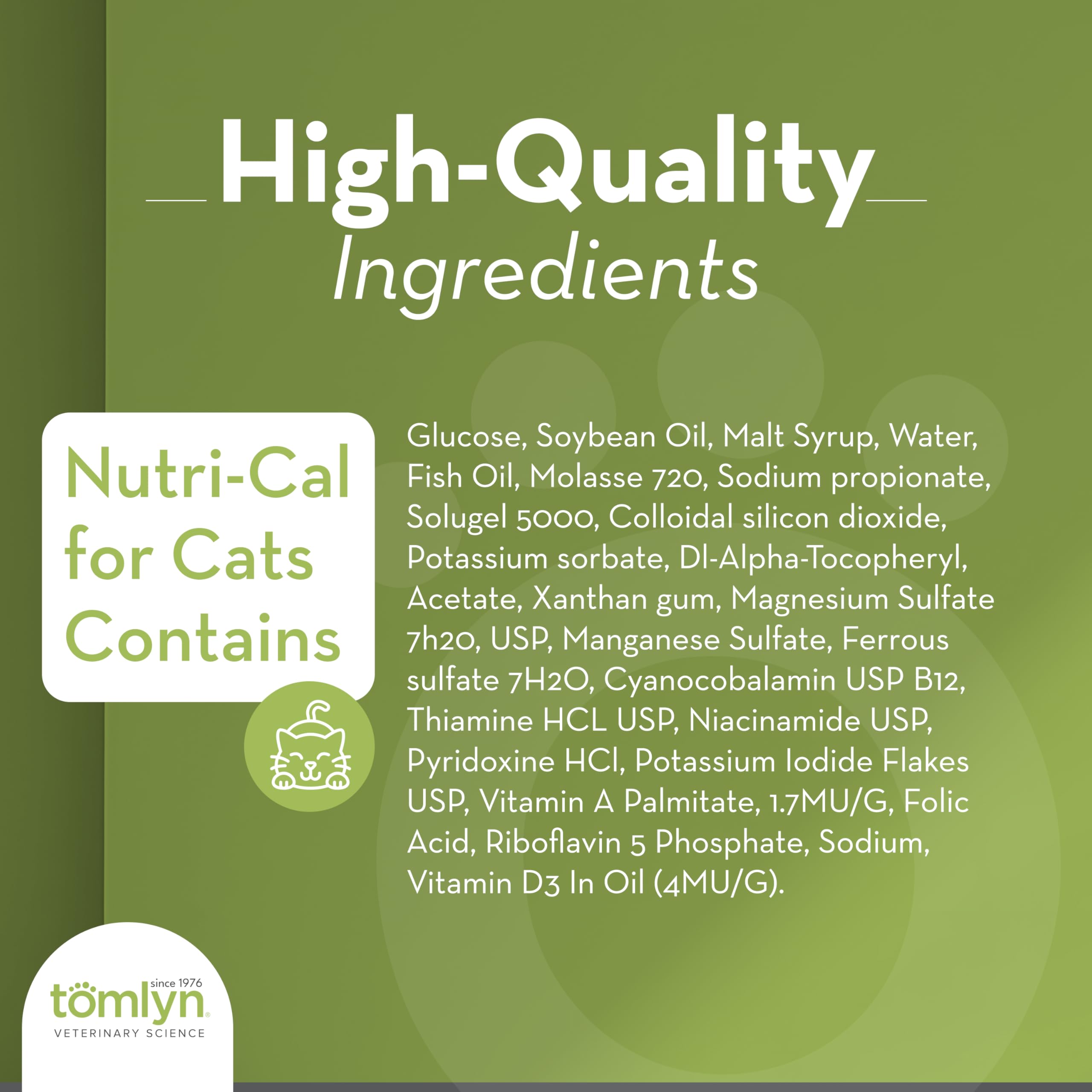 Tomlyn Nutri-Cal cat eating shows a cat enjoying the malt gel.