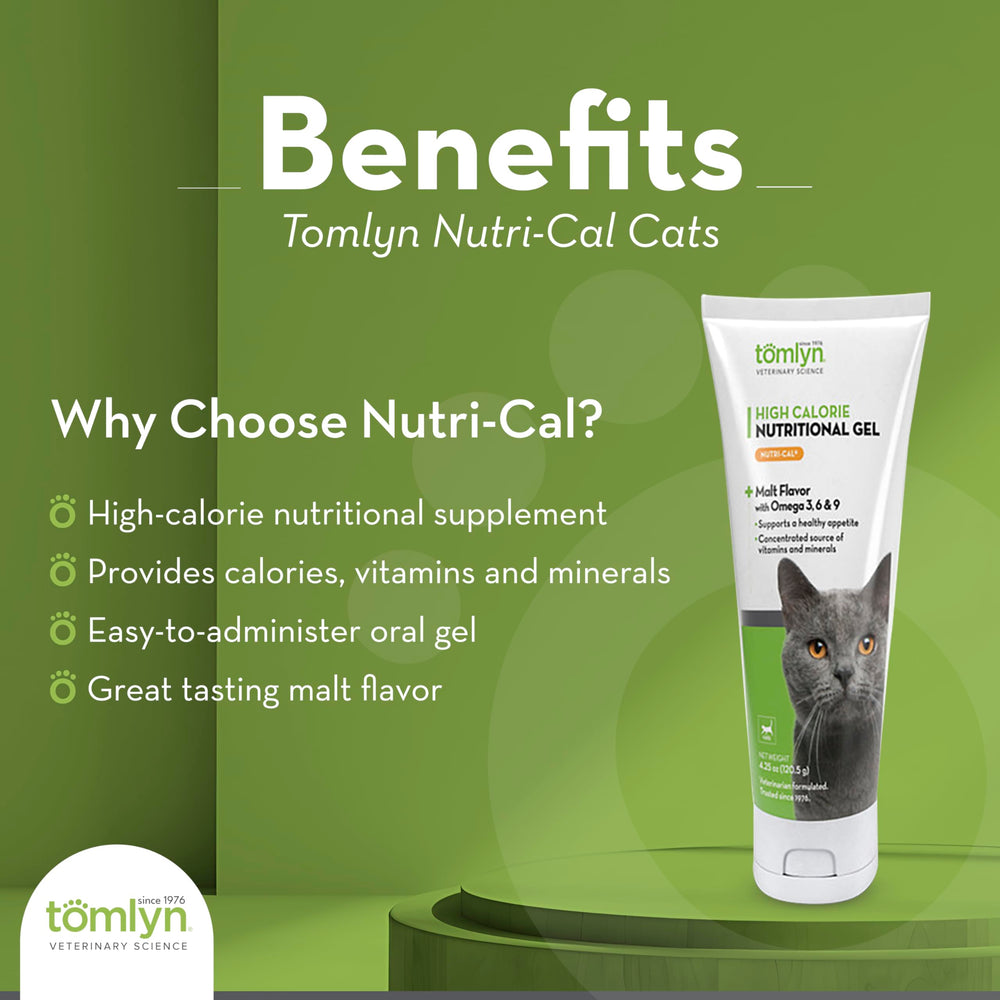 Tomlyn Nutri-Cal cat serving on finger demonstrates easy administration and palatability.