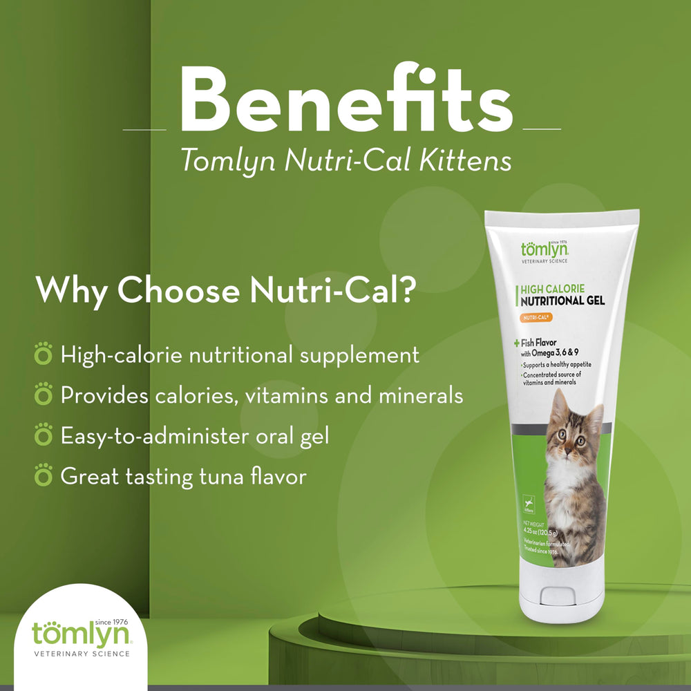 Tomlyn Nutri-Cal kitten-dispense image illustrating convenient dose for nutrition
