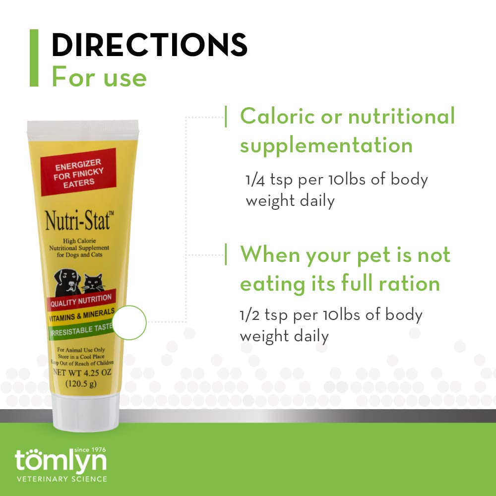 Tomlyn Nutri-Stat malt-flavored gel in a pet bowl during meals to support appetite