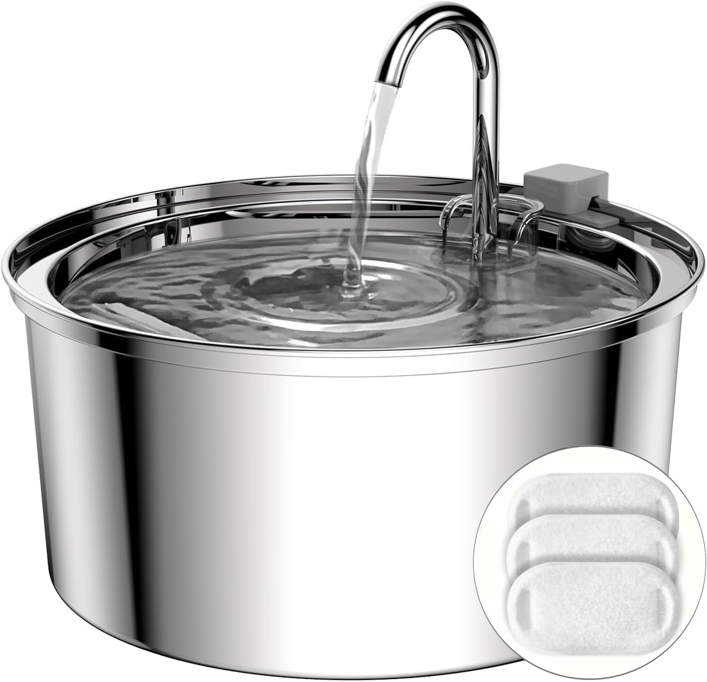 Tomxcute cat water fountain 108oz full view shows large capacity for multi-pet homes.