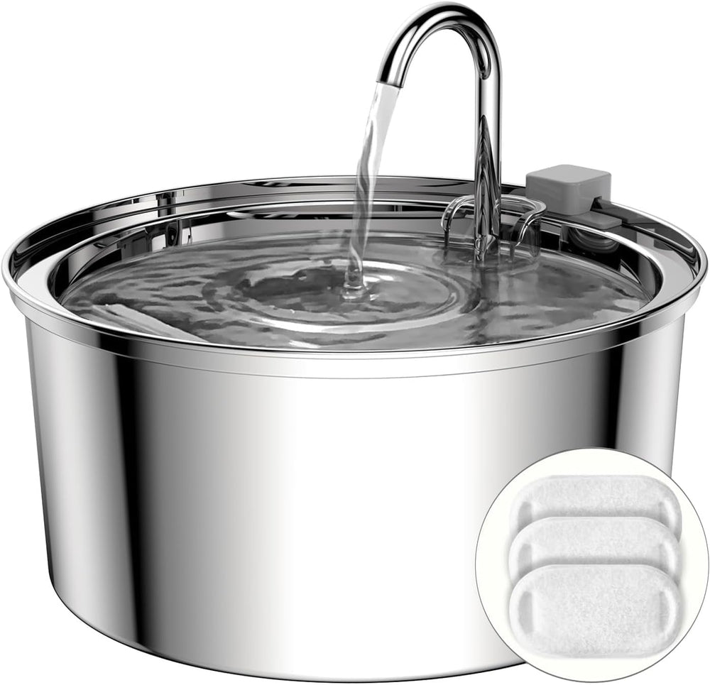 Tomxcute cat water fountain 108oz full view shows large capacity for multi-pet homes.