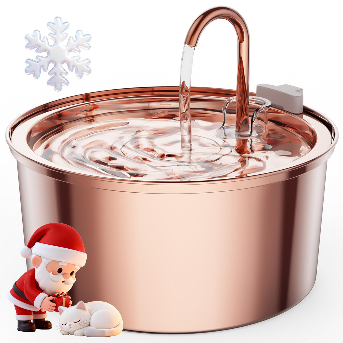 Tomxcute Copper Cat Water Fountain front view showing durable copper finish for long-lasting hydration