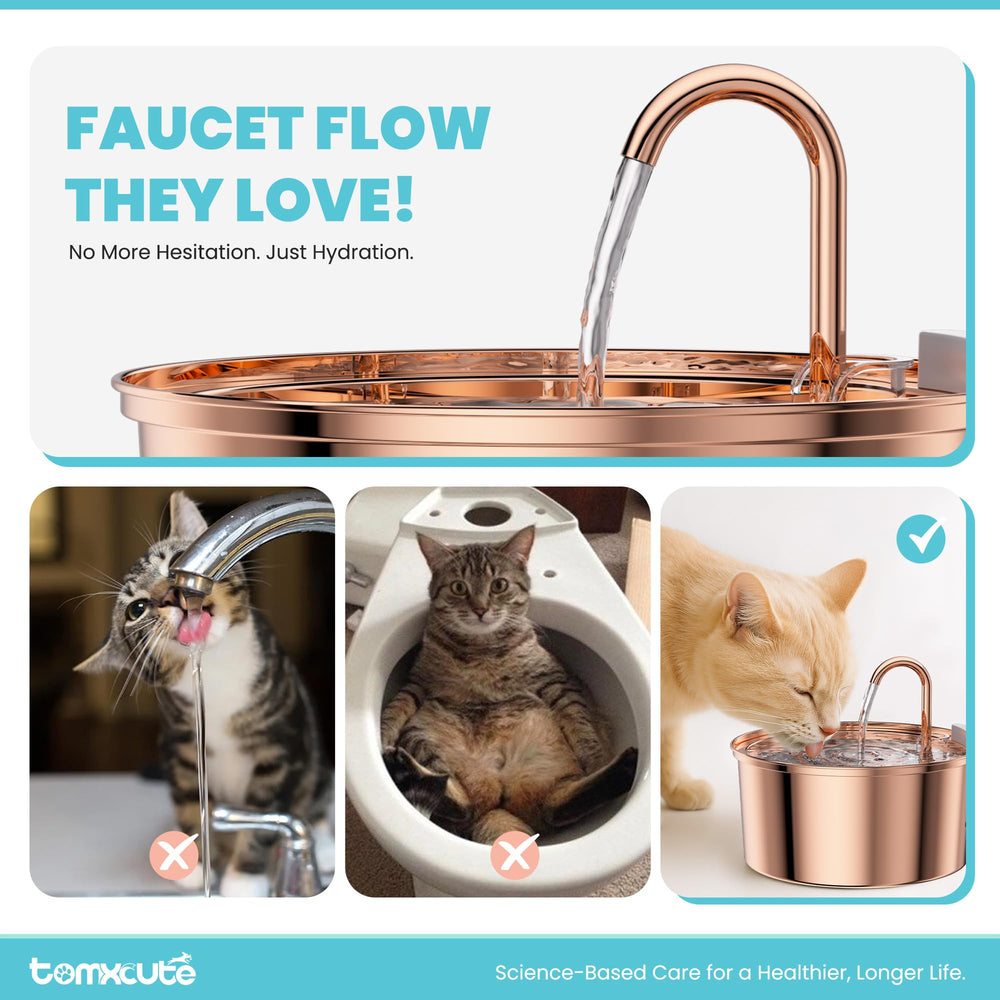 Tomxcute Copper Cat Water Fountain top view emphasizes retro style for home décor