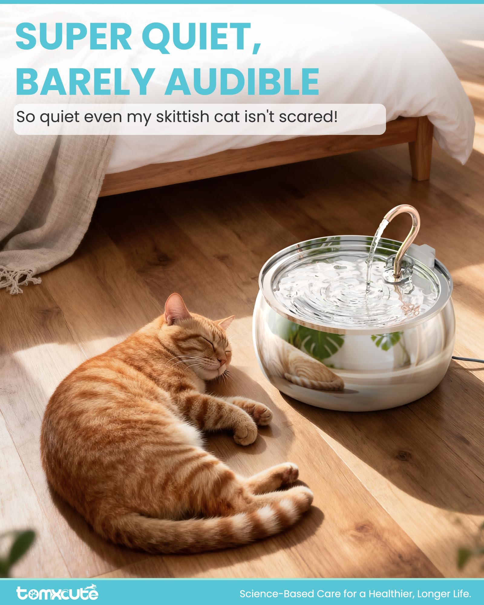 Tomxcute Copper Swan Neck Design showcases graceful arc for pet-friendly drinking.