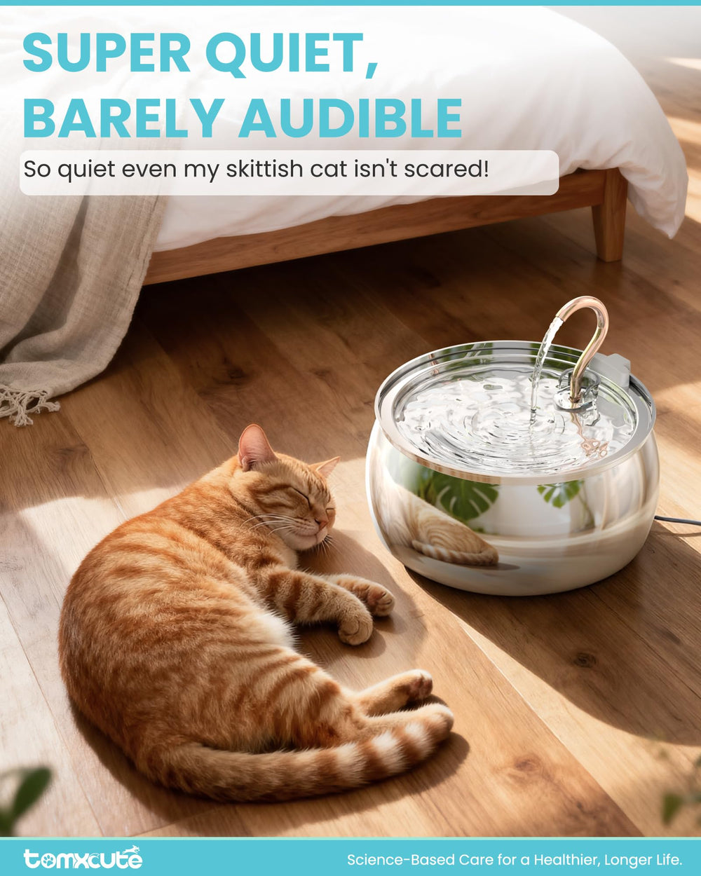 Tomxcute Copper Swan Neck Design showcases graceful arc for pet-friendly drinking.