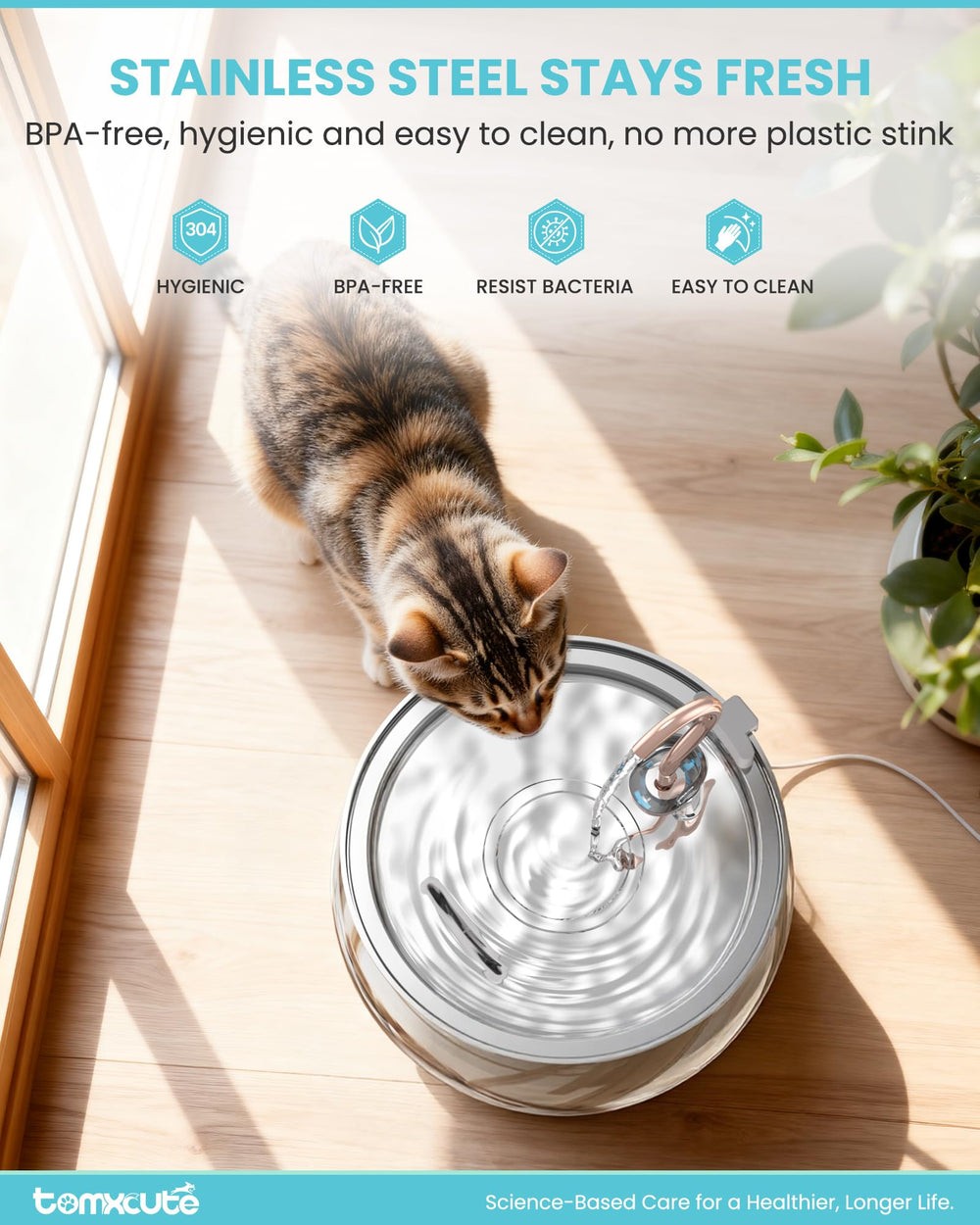 Tomxcute Quiet Pump 5V delivers near-silent operation during pet mealtimes.