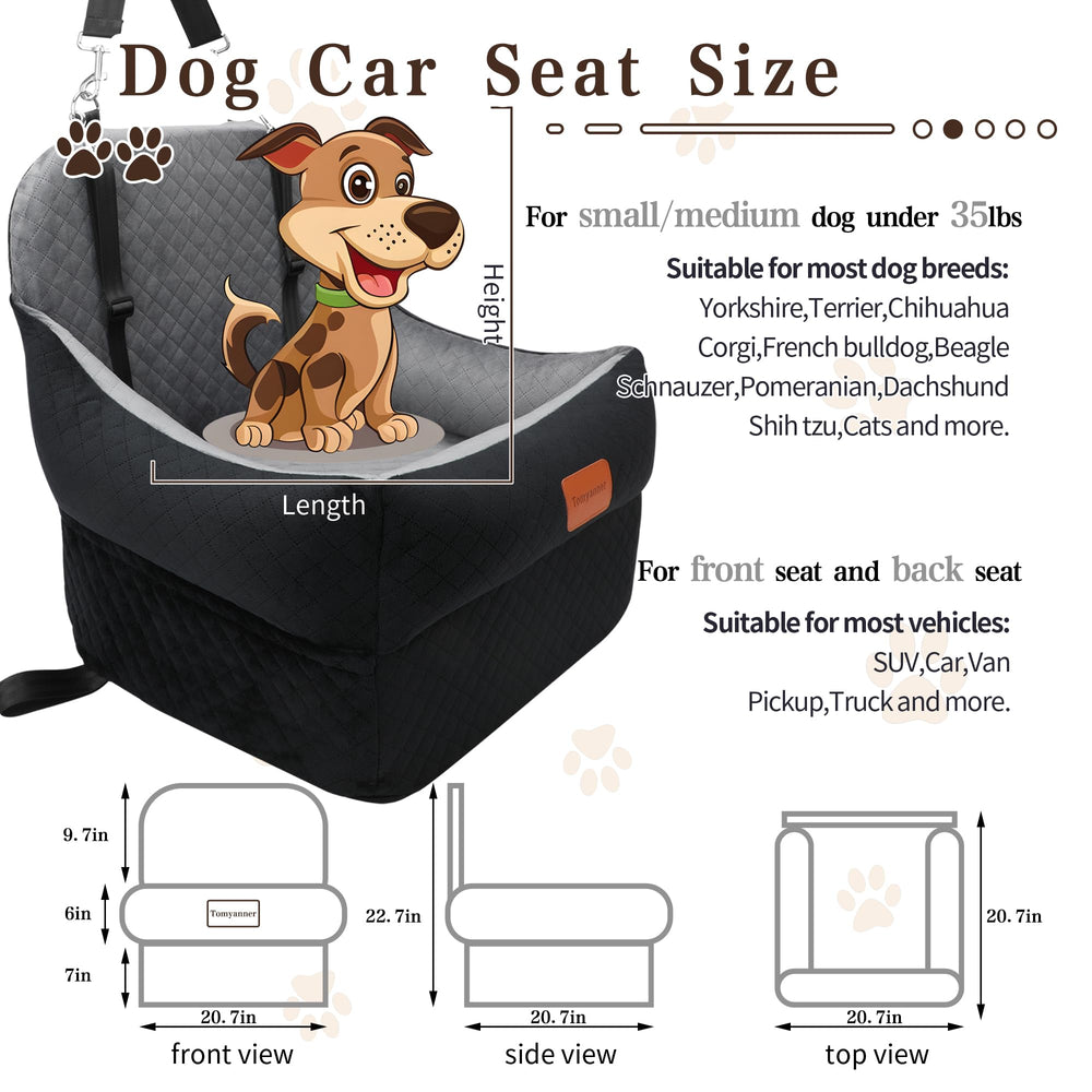 Tomyanner dog booster seat side pocket storage supports outings.
