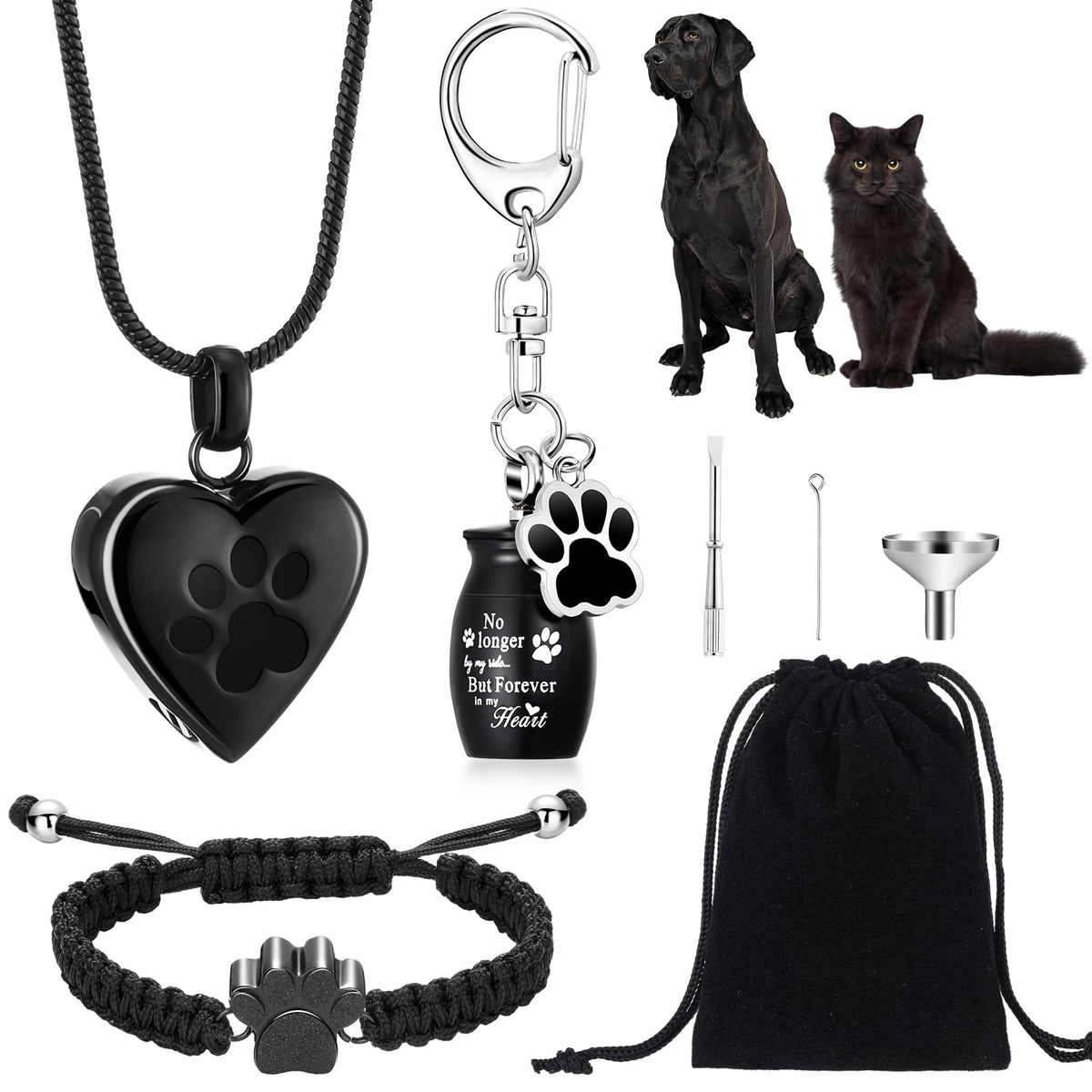 Tondiamo 3-pcs pet cremation jewelry packaging demonstrates the complete keepsake kit.