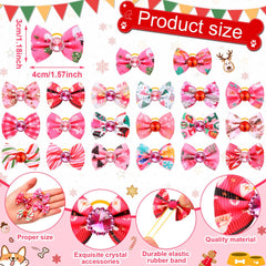 Tondiamo pink Christmas dog bows styles collection highlights rhinestone-centered designs